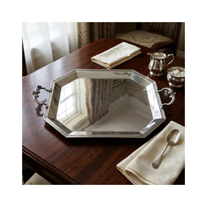 Plateau de service en métal doré, nouveau design, forme ovale, pour nourriture, en-cas, desserts, thé, café, pour hôtel, restaurant, restauration. - Product Image 4