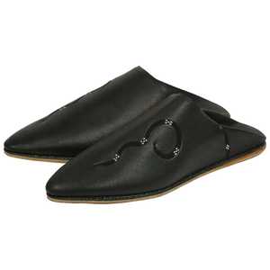 Babouches marocaines en cuir véritable Biyadina pour hommes, décorées de Sarma, noires - Product Image 1