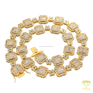 Elegante collar de diamantes cultivados en laboratorio con corte baguette en plata de ley 925 para minoristas de joyería de alta gama al por mayor. - Product Image 4