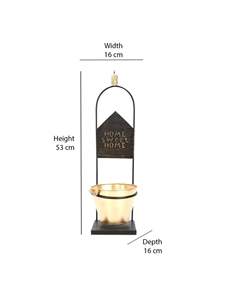 Jardinière en métal Home Sweet Home - Support décoratif en forme de seau doré de 53 cm - Porte-plantes rustique pour l'intérieur et l'extérieur - Product Image 2