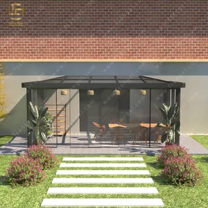 Solário de tamanho personalizado, pátio externo, gazebo, casa de vidro com estrutura em liga de alumínio, solário, casa de jardim, estufa