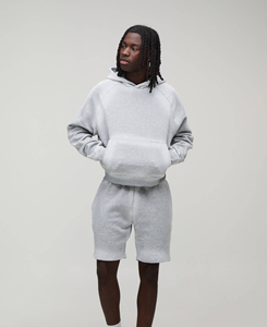 2026 New Arrival Men's Oversized Heavyweight Fleece Hoodie and Shorts <b>Set</b> Custom Logo Casual Streetwear Two Piece Tracksuit - Product Image 1