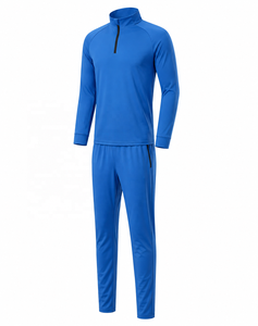 Conjunto Deportivo para Hombre con Cierre de 1/4, Top de Manga Larga de Color Sólido con Pantalones de Cintura Elástica, Corte Regular, para Otoño - Product Image 4