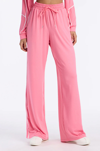 Women's Pink Tracksuit Set Full <b>Zip</b> Hoodie line piping contrast tracksuit french terry fabric tracksuit slim fit women tracksuit - Product Image 4