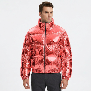 Chaqueta Acolchada Metálica Brillante Personalizada Unisex Cortavientos con Capucha, Abrigo Burbuja Brillante, Venta al por Mayor, Invierno, Gruesa, Cálida, Estilo Urbano - Product Image 3