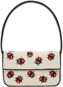 Heavy Duty Artisan Crafted Glass Bead Embroidery Red <b>White</b> Combination Vintage Multi-Thematic Fashion Square <b>Evening</b> Clutch <b>Bag</b> - Product Image 4