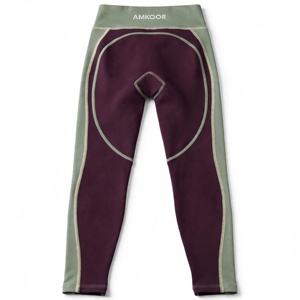 Amkoor <b>Men</b> High Waist Solid Sporty Leggings with Side Pockets Breathable Lightweight Eco-Friendly Spandex <b>Nylon</b> Summer - Product Image 2
