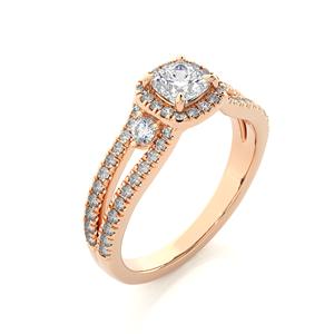 Bague Halo en Or Massif 14K avec Diamant de Laboratoire Taille Coussin de 0,96 Carat Certifié IGI, Bijou de Fiançailles Unisexe Ethnique Pavé - Product Image 6
