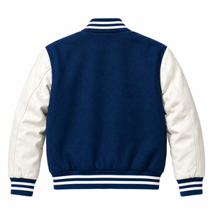 Veste universitaire Relevo pour homme, bleu marine, manches blanches, lettres brodées sur le devant, col rabattu, vêtement d'automne - Product Image 2