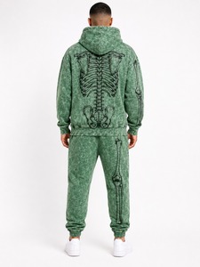 Ensemble de survêtement vintage délavé à l'acide pour homme, comprenant un sweat à capuche et un pantalon de jogging, tenue de sport confortable pour le quotidien, les loisirs et les activités de plein air - Product Image 4
