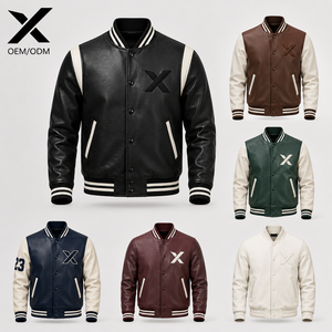 X Sports City <b>Leather</b> Wear Men <b>Leather</b> X Varsity <b>Jackets</b> By Material Combination Fleece & <b>Leather</b> Casual Stylish <b>Leather</b> Varsity - Product Image 1