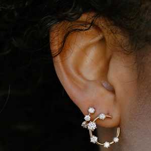 Boucles d'oreilles créoles pendantes en or 14K 18K avec diamants de laboratoire taille brillant 11mm, minuscules, style Huggies, serties à griffes, tendance - Product Image 4