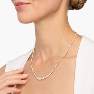 Women's Graduated Lab Grown Diamond Round Brilliant Cut Luxury Eternity <b>Necklace</b> in White Gold - Product Image 4