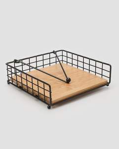 Porta Servilletas de Metal Negro Mate con Base de Madera para Decoración del Hogar, Cocina, Comedor, Mesa o Encimera - Product Image 4