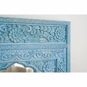 Rustic Sheesham Wood Rectangle Wall <b>Mirror</b> Carvings Decor - Product Image 2