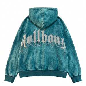 Sudadera con Capucha Vintage Estilo Urbano, Lavado Ácido, Estampado Gráfico de Letras, Oversize, Bordado Chenille, para Hombre - Product Image 3