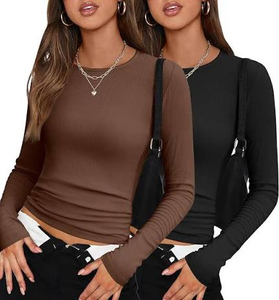 <b>Women's</b> Plus Size Solid Color Long Sleeve Long <b>Top</b> <b>Strapless</b> Slim Fit Knitted Casual T-Shirt Button 240g Breathable All Seasons - Product Image 2