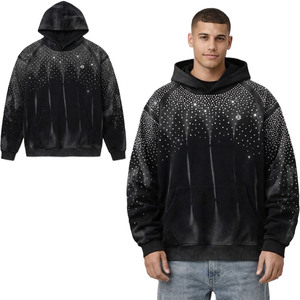 Sudaderas con Capucha Personalizadas de Alta Calidad con Degradado de Diamantes de Imitación, Estilo Urbano Oversize, 100% Algodón Felpa, Fabricación OEM a Granel - Product Image 1