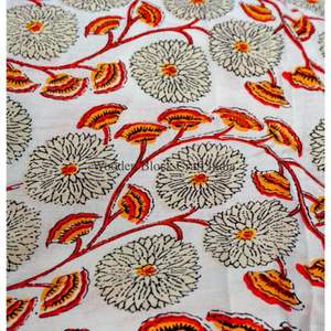 Magnifique tissu en coton imprimé floral, fabriqué à la main par un fabricant indien, beige clair, léger, de haute qualité, pour rideaux et housses de chemises. - Product Image 4