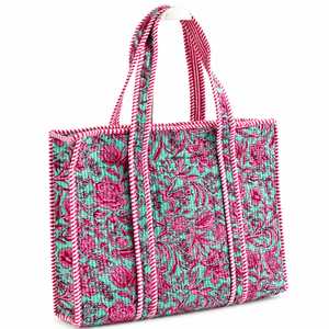 Women's High Quality Fashion Style Floral <b>Quilted</b> Patchwork Cotton Shoulder Tote Bag Zipper Closure Large Capacity All Seasons - Product Image 1
