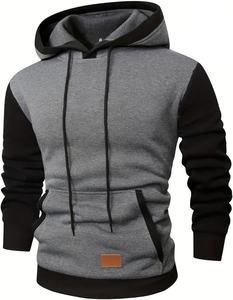 Sweats à capuche pour hommes Sweat à capuche patchwork Pull en coton polaire à manches longues Sweat à capuche d'hiver à capuche - Product Image 3