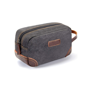Leather Toiletry Bag Rectangle Double Tier Durable Classic Style for Bathroom Use - Product Image 4
