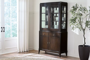 Modern Wood Sideboard <b>Cabinet</b> with Glass Doors and Storage for Dining Room Furniture - Product Image 3