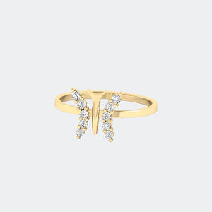 Anillo de Diamantes Redondos de 0.30CTW con Diseño de Mariposa, Oro de 14k, Diamantes Cultivados en Laboratorio, Color D, VVS, Banda Minimalista Inspirada en la Naturaleza para Mujer - Product Image 4