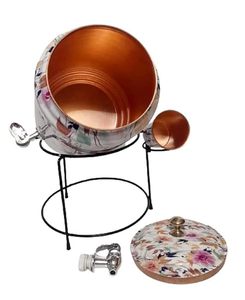 Distributeur d'eau en cuivre avec motif floral et robinet pour usage domestique - Product Image 2