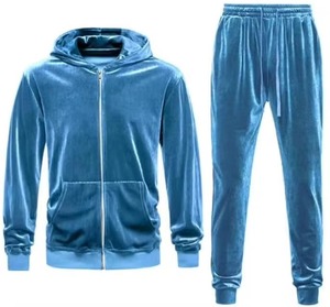 Conjuntos de chándal de terciopelo para hombre, a la moda, para otoño, con cremallera, para correr - Product Image 1