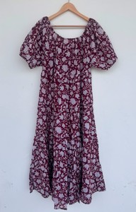 Vestido Largo de Verano para Mujer, Estampado Floral Rojo, Algodón, Manga Corta, Estilo Boho, para Picnic o Vacaciones - Product Image 3