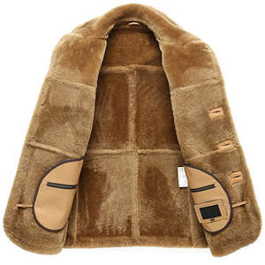 Veste en cuir véritable marron clair pour homme, modèle 2026, la plus vendue, en peau de mouton, 100 % haute qualité, vente en gros, faible MOQ, fausse fausse fourrure chauffante sur le devant - Product Image 3