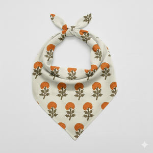 Pañuelo bandana cuadrado hecho a mano con estampado de bloques, de algodón suave, pañuelo para la cabeza con estampado artesanal indio, pañuelo para el cuello, elegante, a la moda para mujer - Product Image 5