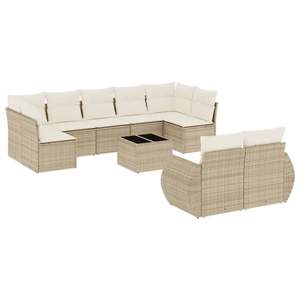 Conjunto de Sofá de Jardín Beige, Mimbre Sintético para Exteriores, Cojín Impermeable, Diseño Contemporáneo - Product Image 4