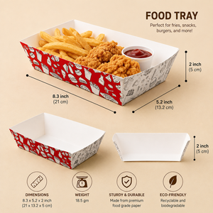 Barquettes en papier kraft biodégradables et écologiques personnalisées pour frites, nuggets de poulet, ailes de poulet et autres plats rapides - Product Image 4