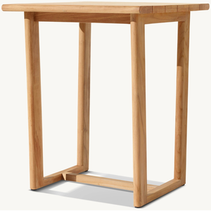 Mesa cuadrada en oferta con patas largas de madera de teca, estilo moderno y sencillo, apta para uso en exteriores. - Product Image 6