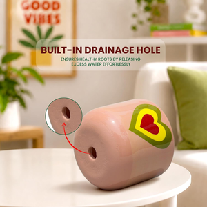 Maceta de Terracota con Diseño de Corazón Rosa Pálido, Hecha a Mano, Decorativa, con Orificio de Drenaje para Plantas de Interior, Sala de Estar - Product Image 4