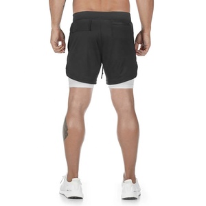2024 ropa atlética masculina de alta calidad 2 en 1 pantalones cortos deportivos de poliéster transpirable de talla grande pantalones cortos deportivos para hombres con bolsillos - Product Image 6