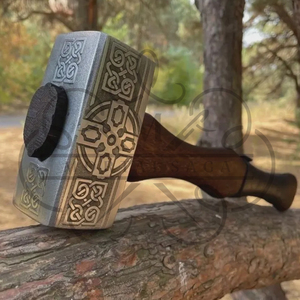 MORTAL SAGA Stainless Steel Hammer Wooden Handle Decorative Engraved Head Heavy Duty <b>Multi</b>-Function Hand <b>Tool</b> 1000g Workshop Use - Product Image 4