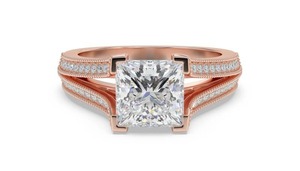 Bague en diamant taille princesse cultivé en laboratoire 0,75 ct, style vintage, en or jaune, blanc, rose et platine 18 carats - Product Image 3