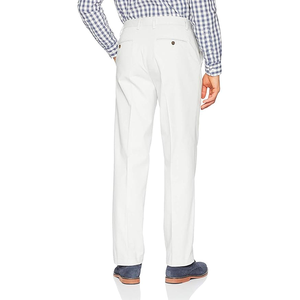 <b>Men's</b> <b>White</b> Straight Fit Cotton <b>Trousers</b> Mid Waist Button Fly Smart Casual Summer Style Anti-Wrinkle Oxford Fabric - Product Image 2