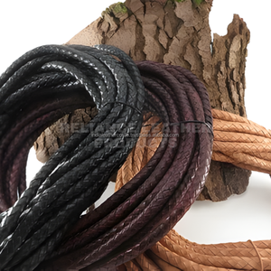 Cordon en cuir tressé rond de 5 mm, noir mat, sélection de couleurs tendance, en cuir de vachette véritable, pour la fabrication artisanale - Product Image 5