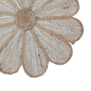Handmade Natural Jute Floral Area Rug Bohemian Style Flat Weave Novelty Shape Living Room Decor - Product Image 3