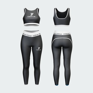 Conjunto de Yoga para Mujer T-Stitch Lab, Talla Grande, Estampado Degradado, Top Corto Sin Costuras, Leggings de Cintura Media y Pierna Completa, Conjunto de 4 Piezas - Product Image 5