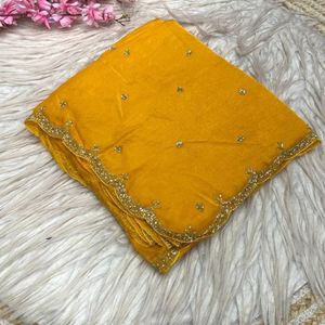 Sari de diseñador con corte Khatli, bordado a mano Dana y trabajo de diamantes, con blusa de bordado elaborado, precio mayorista de Royal Export - Product Image 2