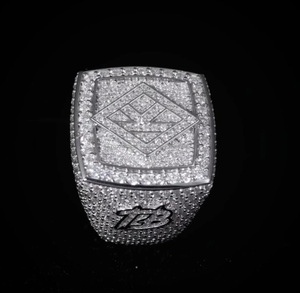 Iced Moissanite Men's Engagement <b>Ring</b> Hip Hop Letter Design 925 Sterling <b>Silver</b> Pave Setting Rhodium Plated <b>Statement</b> <b>Ring</b> - Product Image 2