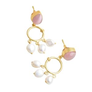 Boucles d'oreilles pendantes en laiton naturel, perle de qualité supérieure, véritable cristal de guérison, finition en laiton antique, sans nickel, durables, de haute qualité - Product Image 5