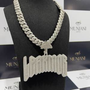 Cadena Cubana de Plata de Ley 925 con Incrustaciones de Diamantes Moissanite VVS, Joyería Hip Hop con Baño de Oro, Collares con Colgante para Hombre - Product Image 3