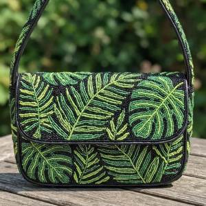 Most Selling Stylish Seed Beaded Shoulder <b>Bag</b> <b>Green</b> Leaf Pattern Ethnic Flap Crossbody <b>Bag</b> Evening Clutch Party Purse Statement - Product Image 1