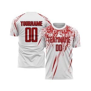 Custom Sublimation Soccer Jersey White Navy Crew Neck Short Sleeve Moisture Wicking Adult Team <b>Name</b> Printed Unisex - Product Image 3